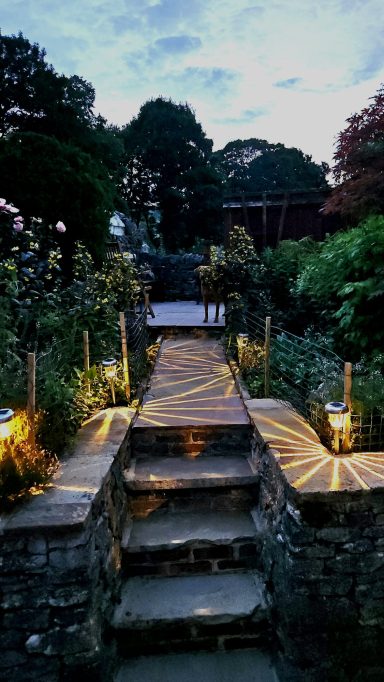 Buttercup Cottage Garden at night